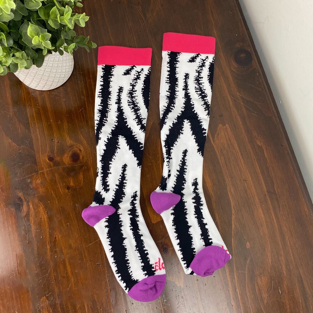 Clove Shoes Compression Socks Neon Zebra Dye Medium - Picture 2 of 4